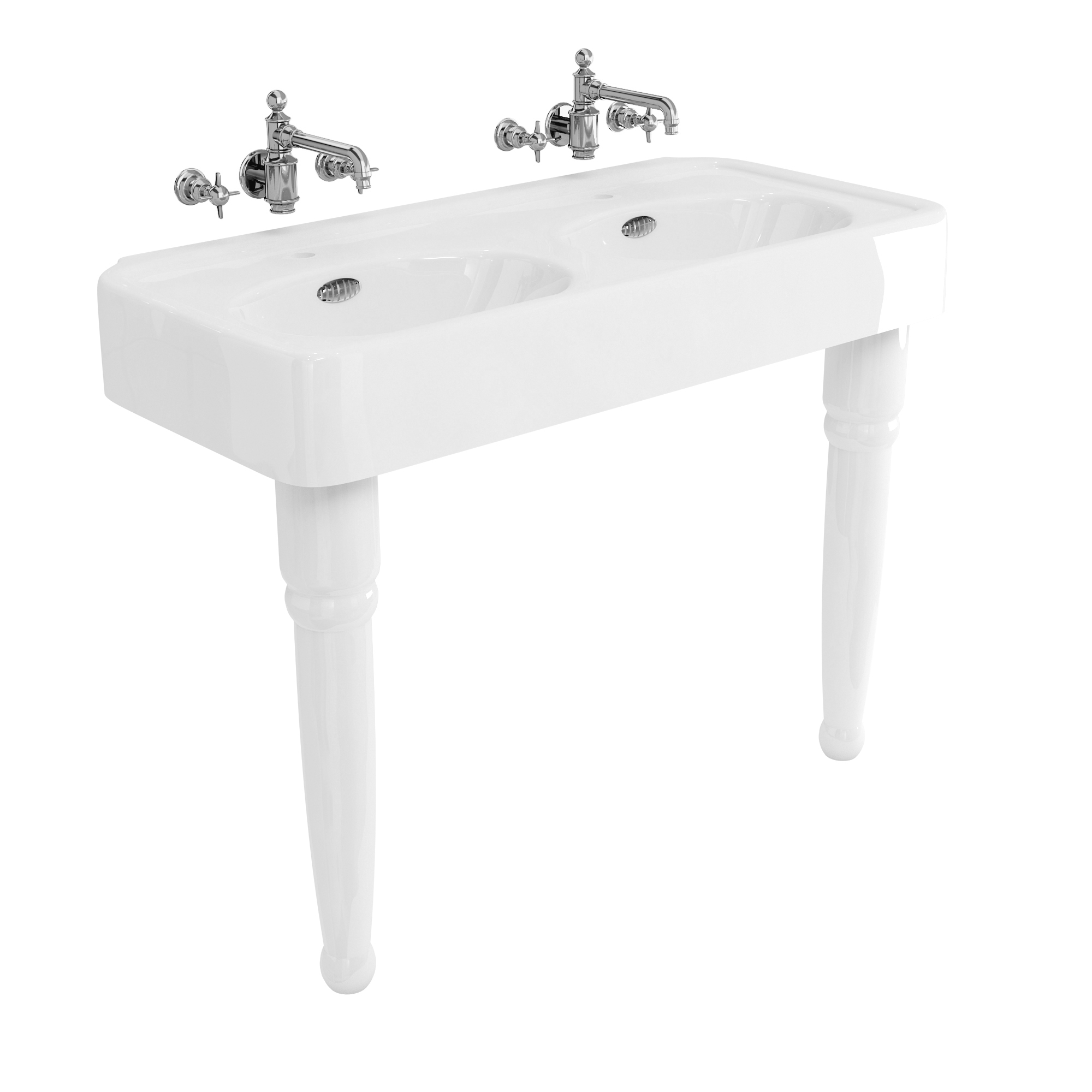Arcade 1200mm basin with chrome overflow & ceramic console legs